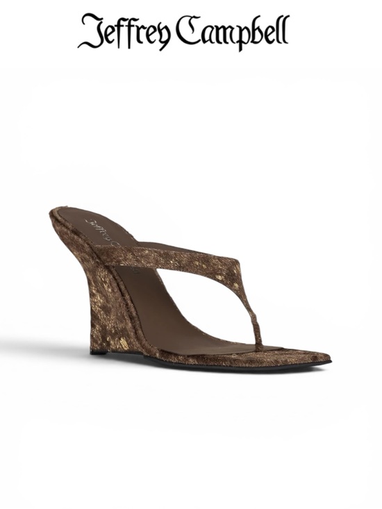 Jeffrey Campbell Shoes - JEFFREY CAMPBELL ROMEE F CALF HAIR SCULPTED WEDGE SANDALS BROWN GOLD SPOT *NIB*